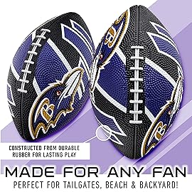 Franklin Sports NFL Baltimore Ravens Football - Youth Football - Mini 8.5 Rubber Ball - Perfect for Kids - Team Logos and Colors