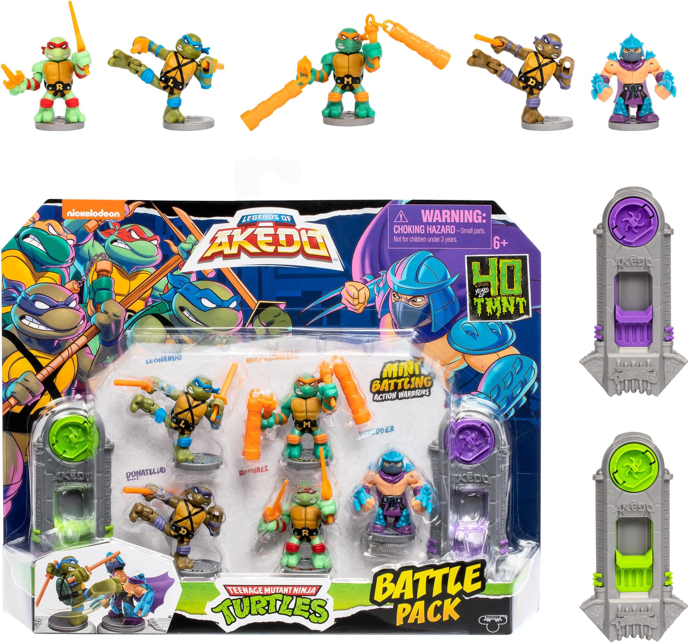Legends of Akedo Teenage Mutant Ninja Turtles Battle Pack includes Donatello, Leonardo, Michelangelo, Raphael and Shredder 2 Silver Battle Controllers