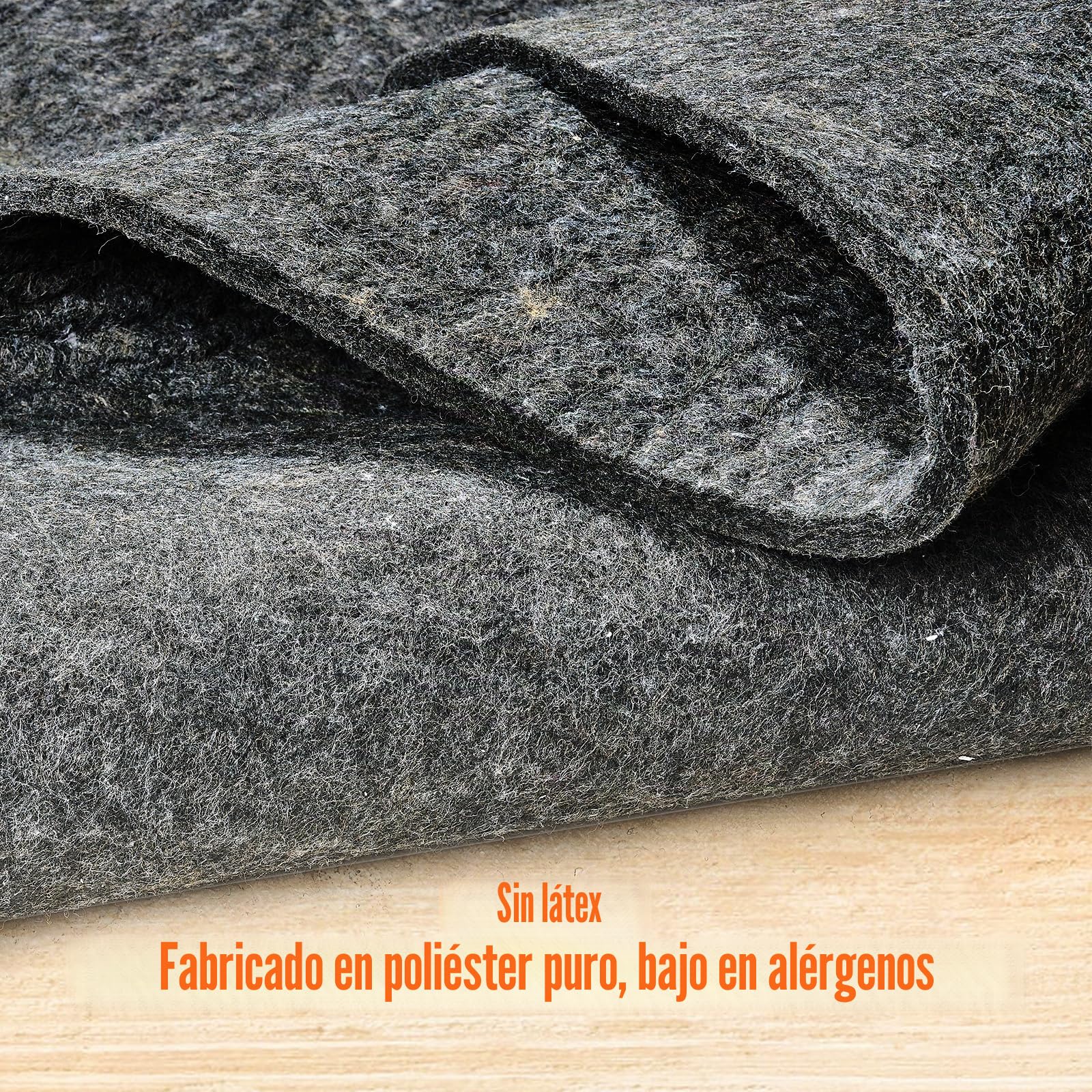 VEVOR Cojín para Alfombra Cojín Protector de Suelo, 275 x 366 cm 12 mm de Espesor, Fieltro de Poliéster, Gris, Área de Cobertura de 10-11 ㎡ Protección del Suelo Cómodo para Dormitorio, Sala de Estar