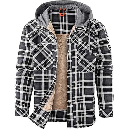 Mr.Stream Men's Outdoor Casual Vintage Long Sleeve Plaid Flannel Button Down Shirt Jacket