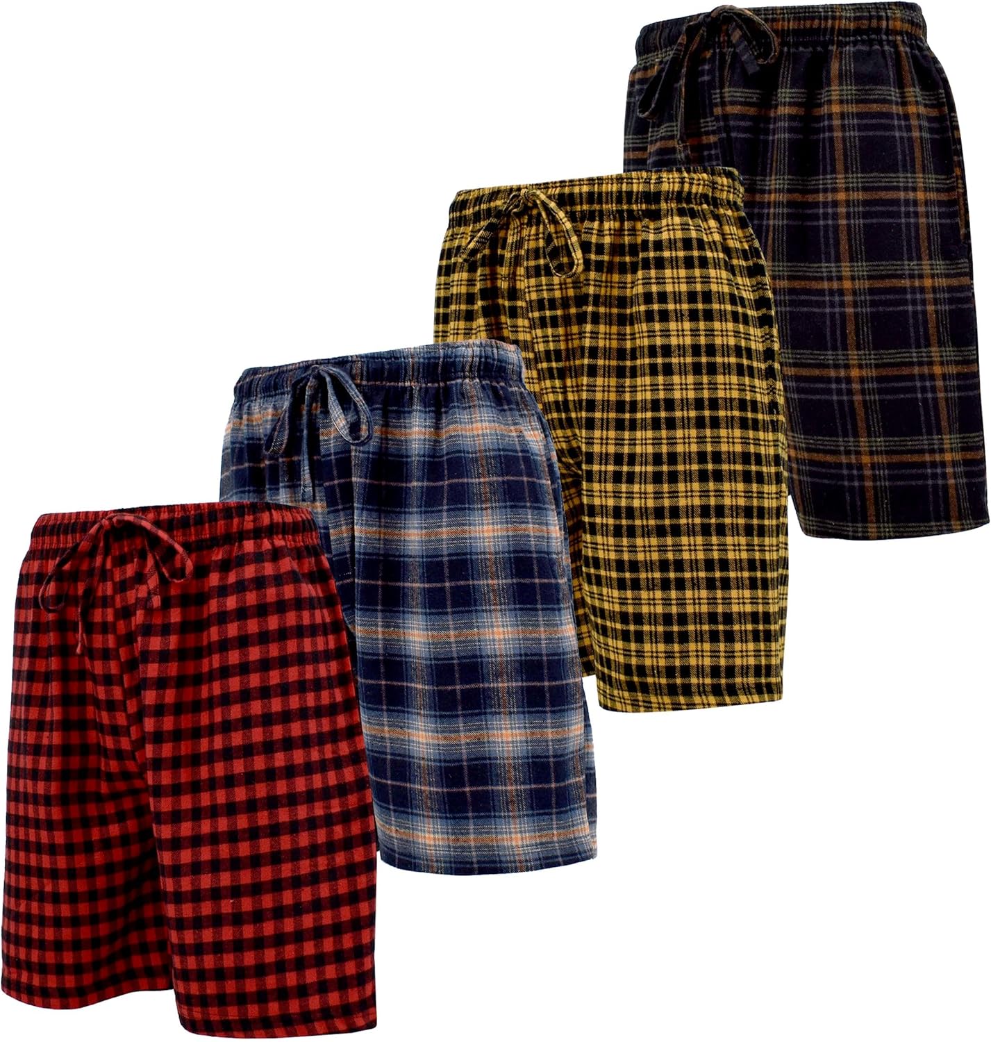 Andrew Scott Men's Cotton Flannel Knee Length Shorts | Drawstring & Pockets Boxer Sleep Shorts | Multi Packs