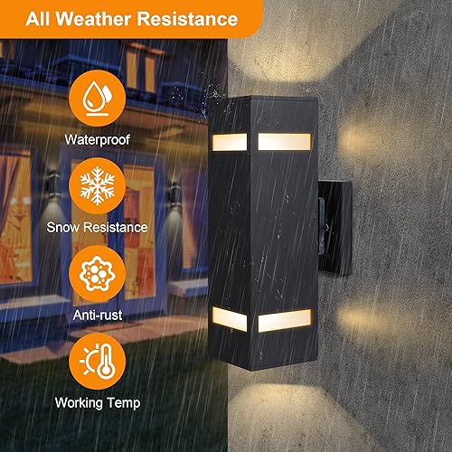 Miniatura 4 de CnengSthy Luces de pared modernas de aluminio para exteriores, lámpara de pared cilíndrica cuadrada, farol de pared para porche, color arena