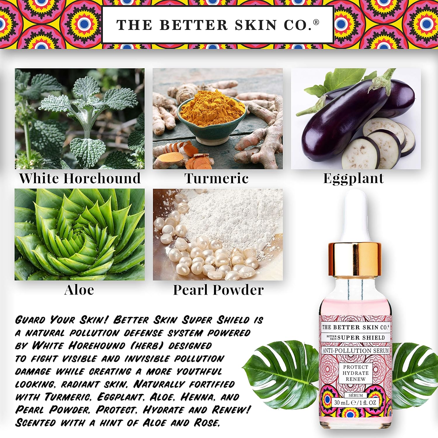 Mirakle Cream The Better Skin Co. | Super Shield - Natural Skin Pollution Defense System | Turmeric & White Horehound | Damage Defense Face Moisturizing Oil Serum