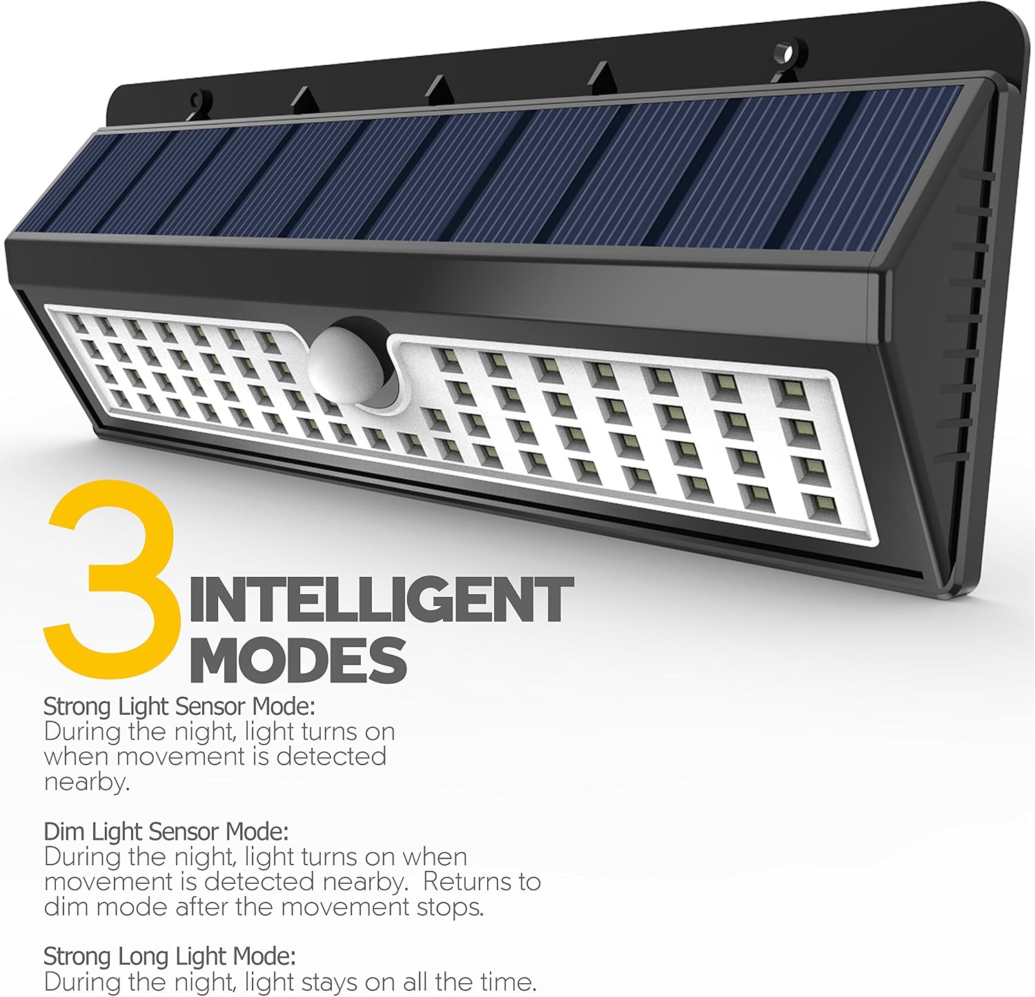 Lemontec Solar Lights, 62 LED Wall Solar Light Outdoor Security Lighting Nightlight with Motion Sensor Detector for Garden Back Door Step Stair Fence Deck Yard Driveway, 2 Pack