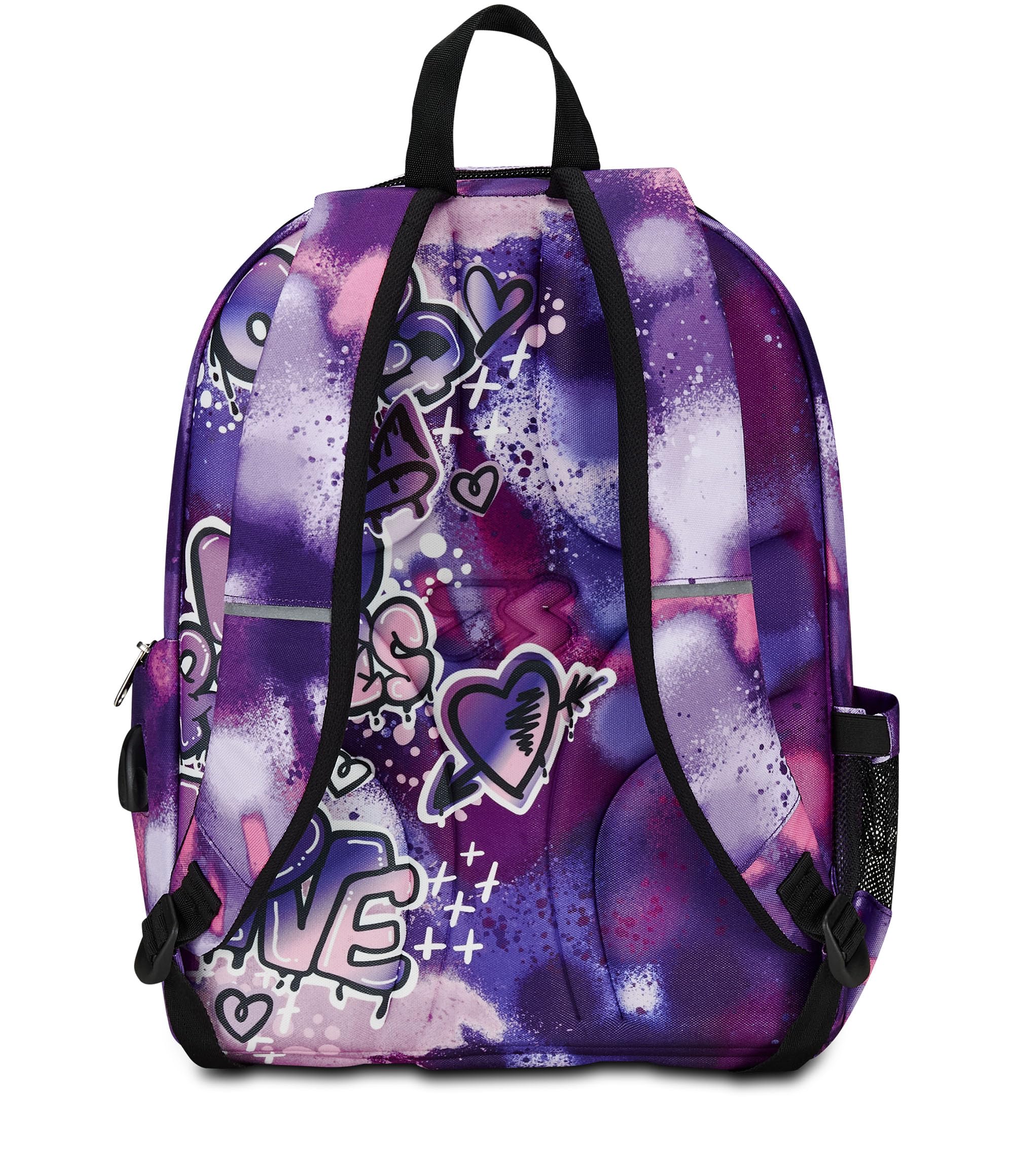 Seven Zaino Scuola Advanced, Viola, Bubble Street, Zaino Doppio Scomparto Con Supporto USB, Tasca Porta PC o Tablet, Tasca Porta Borraccia e Organizer, Scuole Medie e Superiori, Bambina Ragazza