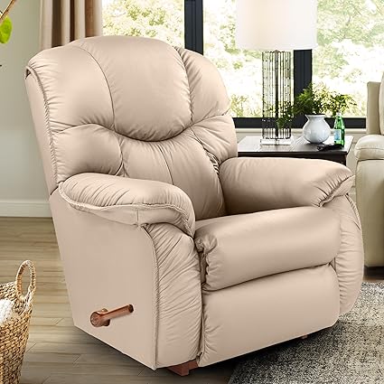 LA Z BOY American Imported Dreamtime Single Seater Manual Soft Leather Reclina Rocking Recliner Sofa | Relaxing Chair | Home Office Living Bed Room | 10 Years Warranty | Pebble