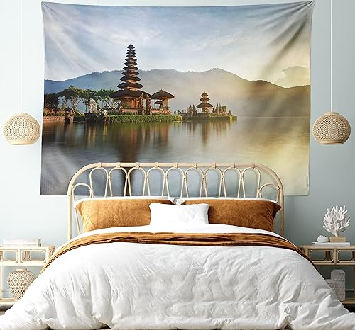 Miniatura 184 de Ambesonne Tapiz indie, estilo moderno de Memphis de los años ochenta, geométrico, abstracto, colorido, diseño de puntos, funky, para colgar en la