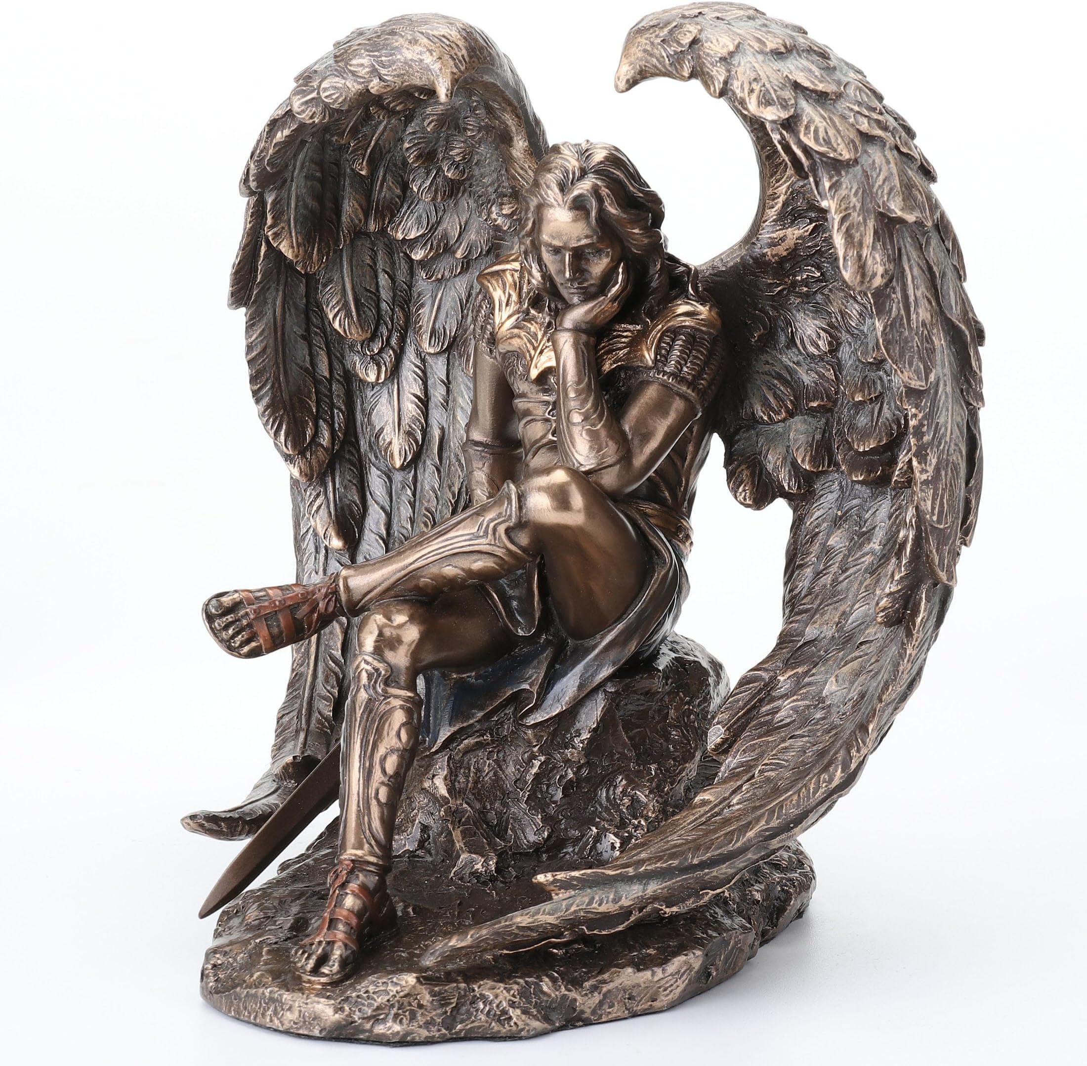 US 6.5" Cold Cast Bronze Color Lucifer The Fallen Angel Figurine Statue