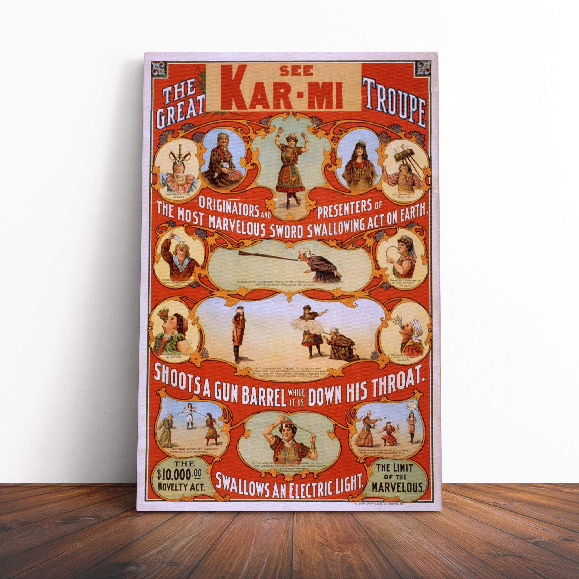 Circus Poster (20) Canvas Print | Gallery Wrapped 30mm Frame Wall Art | 24x16 inches | Ready to Hang | Retro Picture | Living Room Bedroom Lounge Office