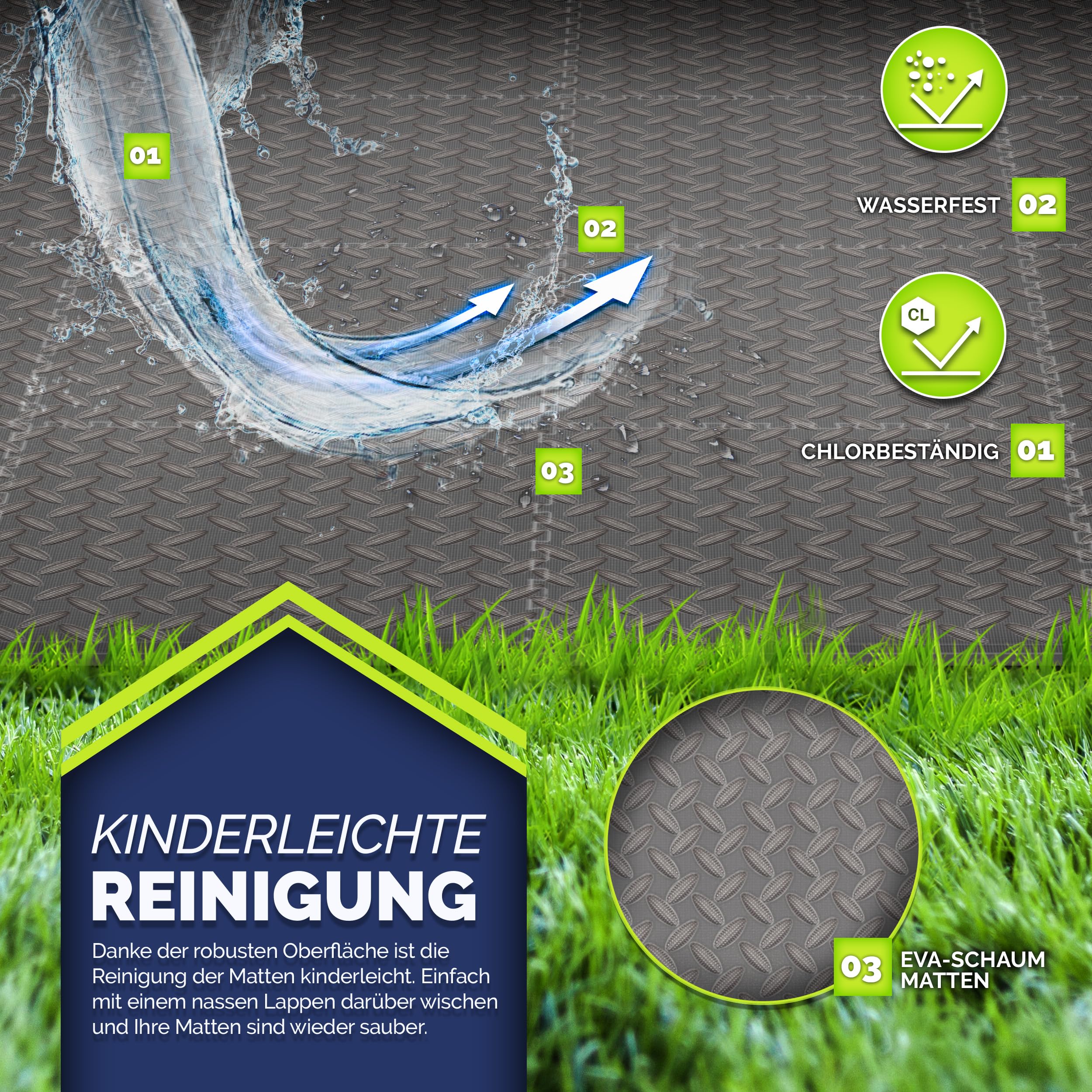 tillvex® Pool Bodenschutzmatte 12 Stück | Unterlegmatte für Pool & Planschbecken | Poolmatte Bodenmatte Outdoor | Poolunterlage Bodenschutz Matten wärmeisolierend | Whirlpool Bodenfolie weich