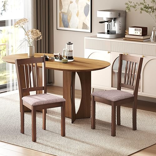 Miniatura 10 de HOMCOM Juego de 2 sillas de comedor modernas, tapizadas de tela de lino con patas de madera de goma para comedor, sala de estar, gris y nogal Gris y