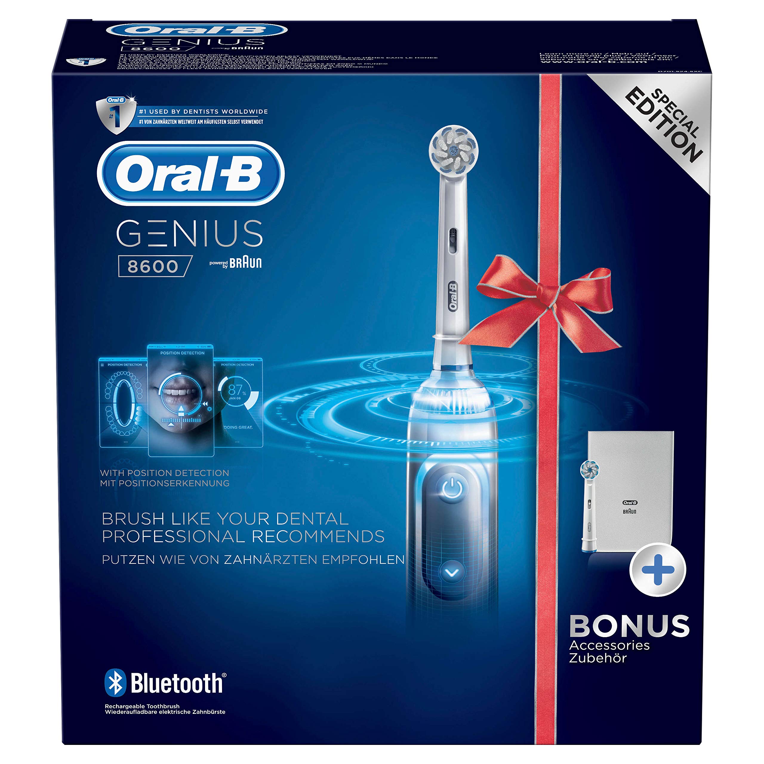 Oral-B Power Genius 8600 Elektrische Zahnbürste, Silber, entwickelt 780 g