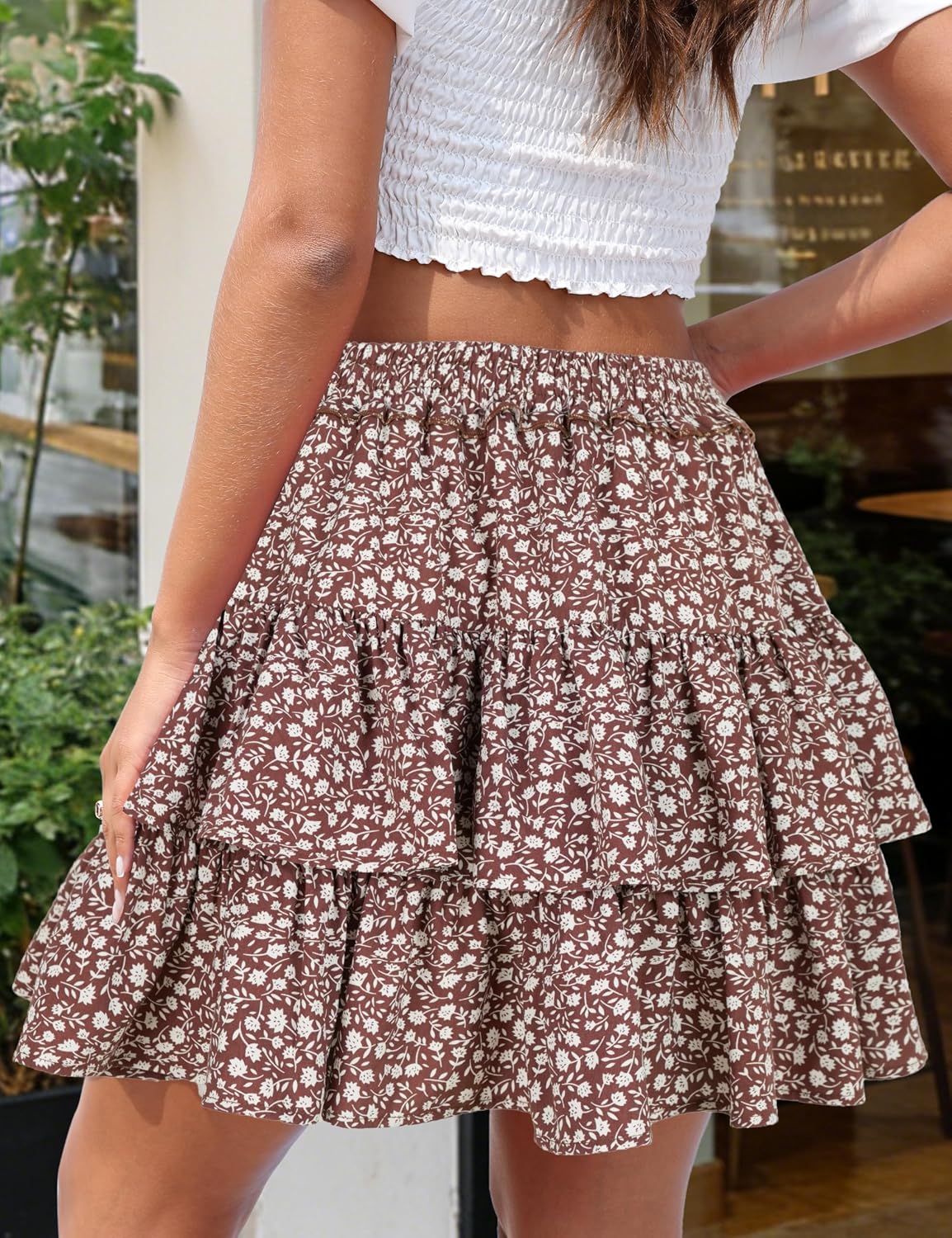 Hanpceirs Mini Skirts for Women Boho Ruffled Athletic Tennis Skorts Casual High Waist A-Line Short Skirt