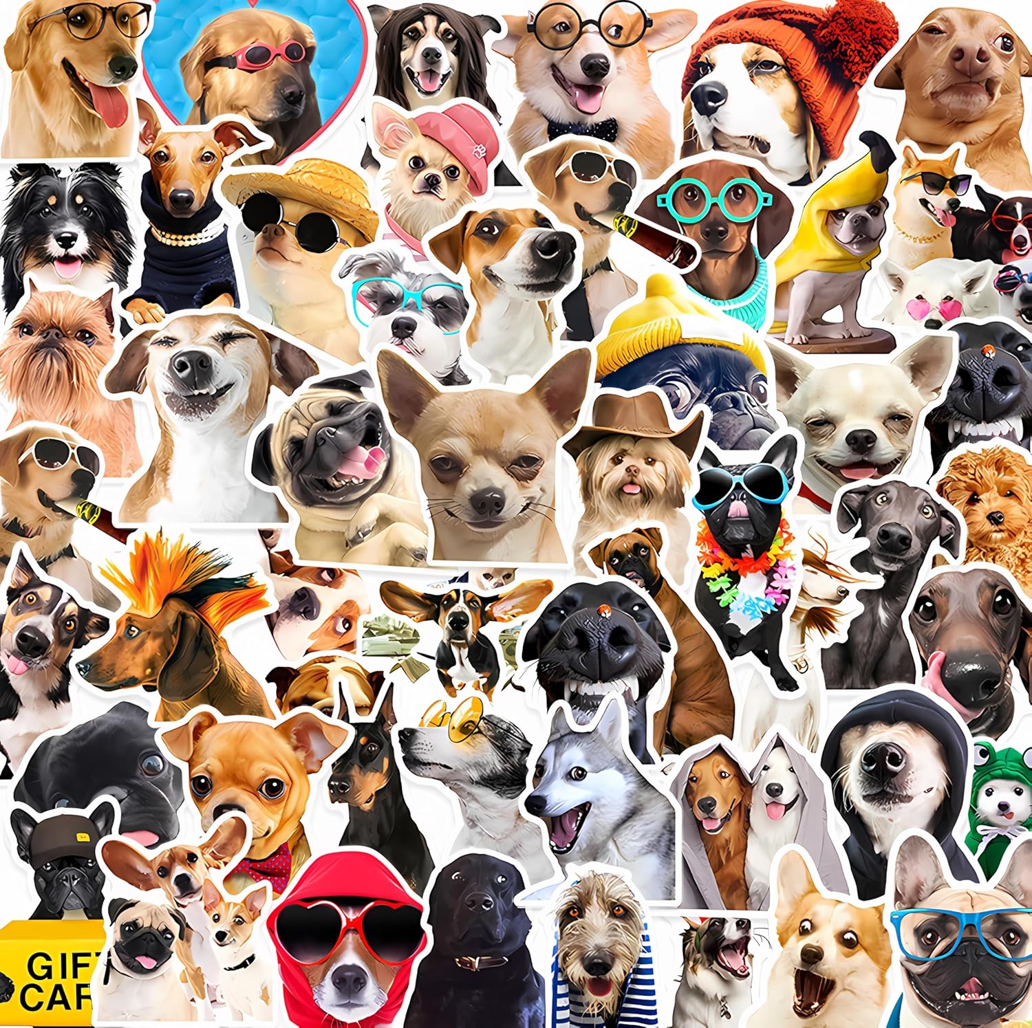 50pcs Funny Dog Meme Cute Animal Kawaii Vinyl Sticker Pack for Laptop, Phone, Water Bottles, Computer Pet Sticker Decals Gifts for Kids Adult Teens