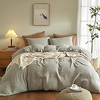 Vista 21 de SE SOFTEXLY Funda de Edredón de Muselina Tamaño Queen, Juego de Funda de Edredón de Algodón 100% Lavado, Funda de Edredón Ultra Suave Tipo Lino, 3