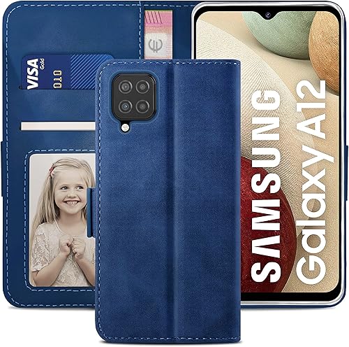Miniatura 8 de YATWIN Funda para Samsung Galaxy A12, cierre magnético, con tarjetero y función a prueba de golpes, compatible con Samsung A12, color rojo vino