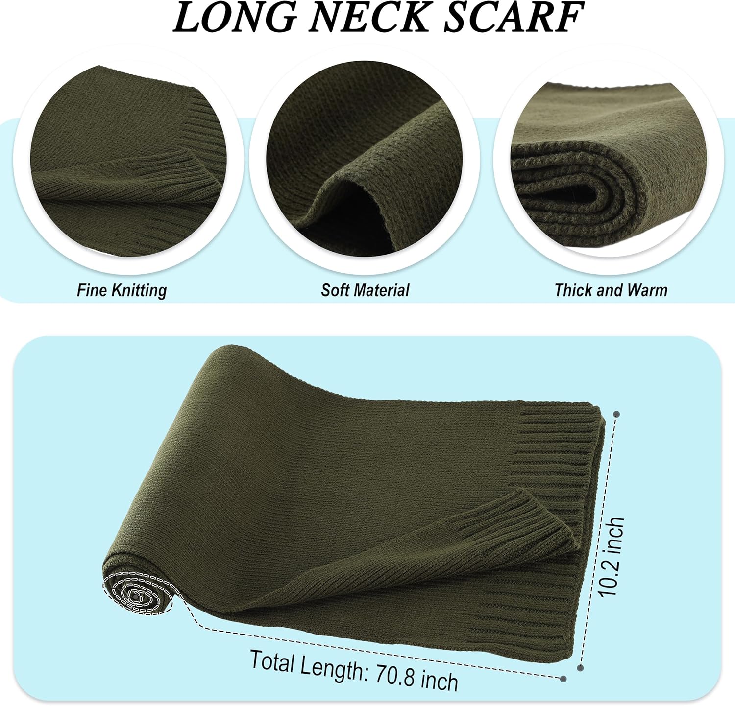 Connectyle 3 PCS Fleece Lined Cold Weather Set, Warm Winter Beanie Hat, Long Scarf and Touchscreen Gloves for Men & Women - Image 3