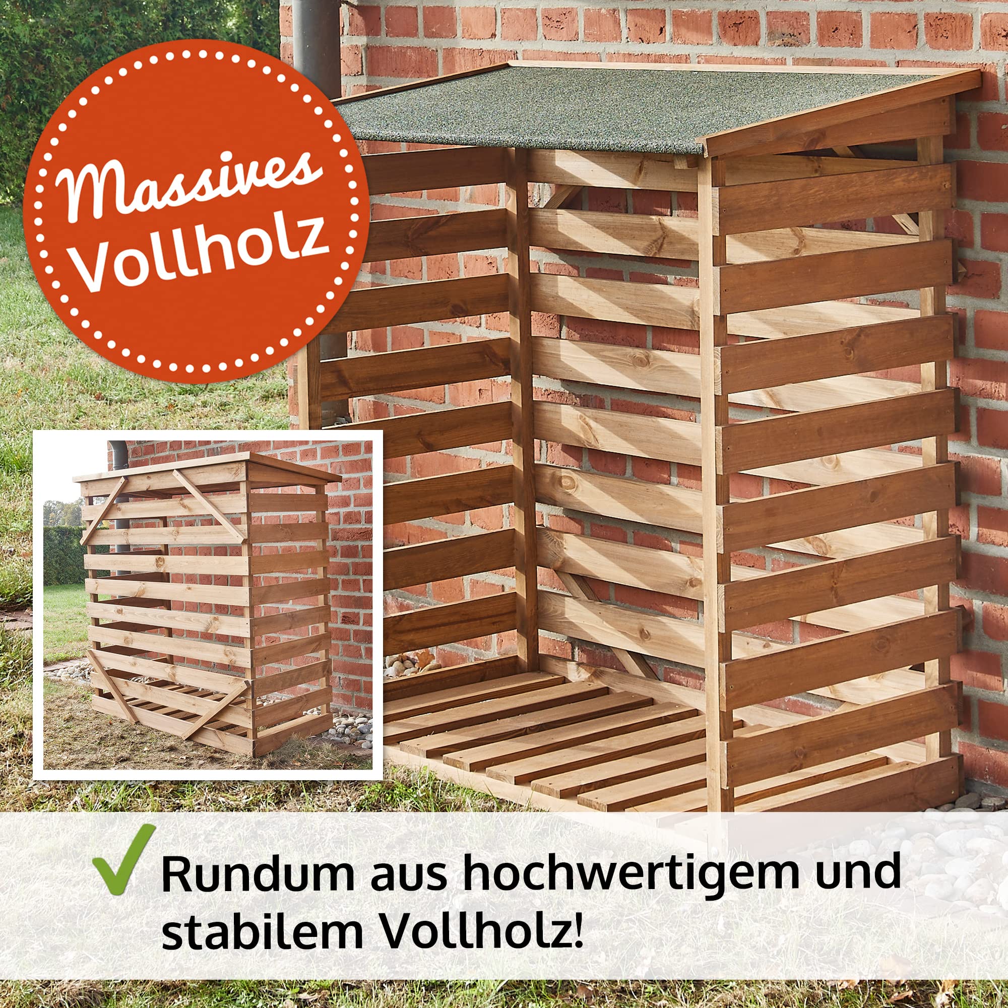 zooprinz Brennholzregal außen aus lasiertem Holz – Kaminholzregal | Holzunterstand für Kaminholz und Feuerholz – Holzstapelhilfe für draußen, Garten, Terrasse und Hauswand