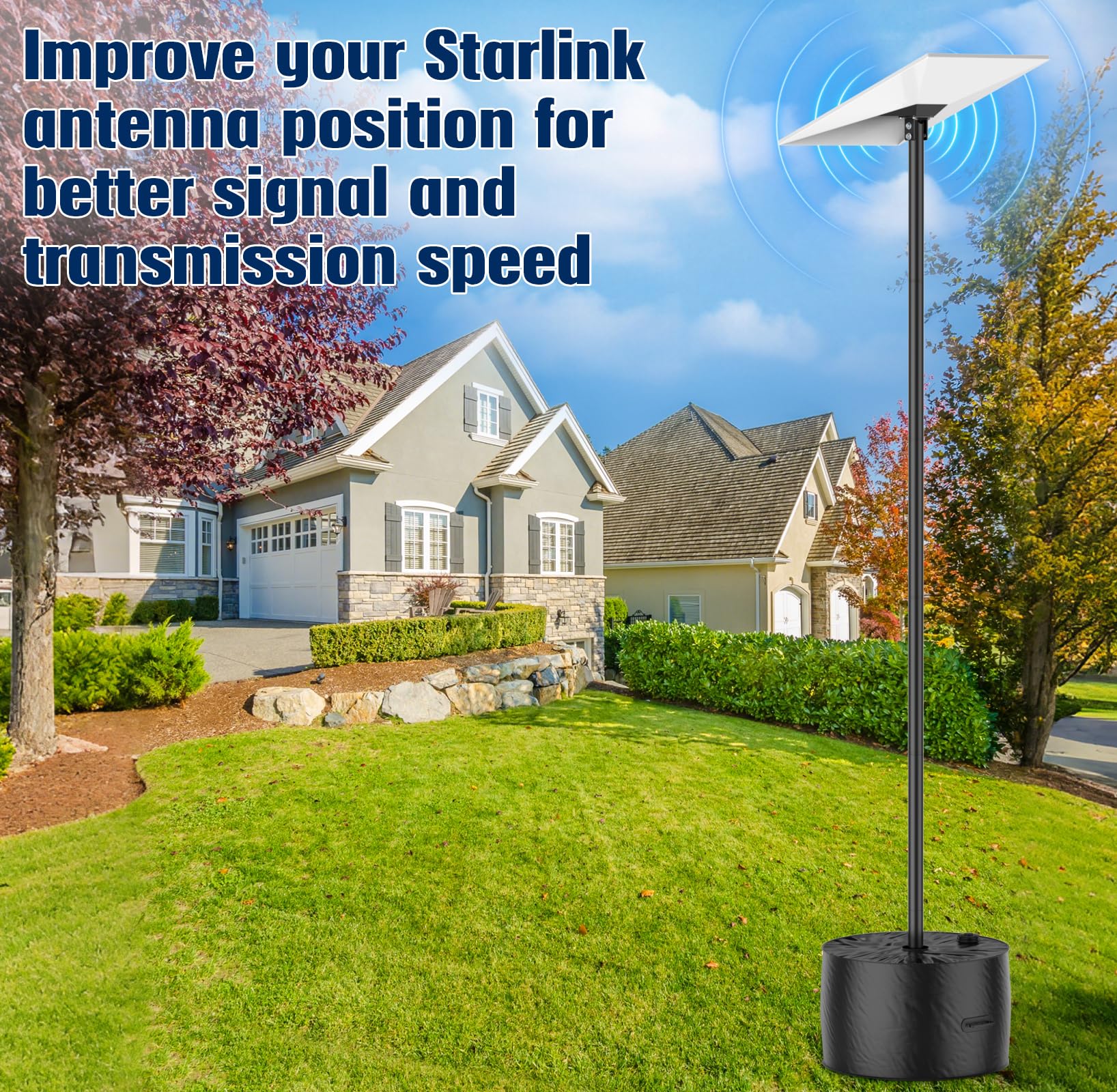 XXSSTUDIO Kit de Montaje Starlink Gen 3, Poste de Montaje a Tierra Starlink Gen 3 de 2.3m (7.5 pies) con Adaptador de Tubería, Kit de Montaje de Poste Starlink para Patio Trasero Exterior — view 2