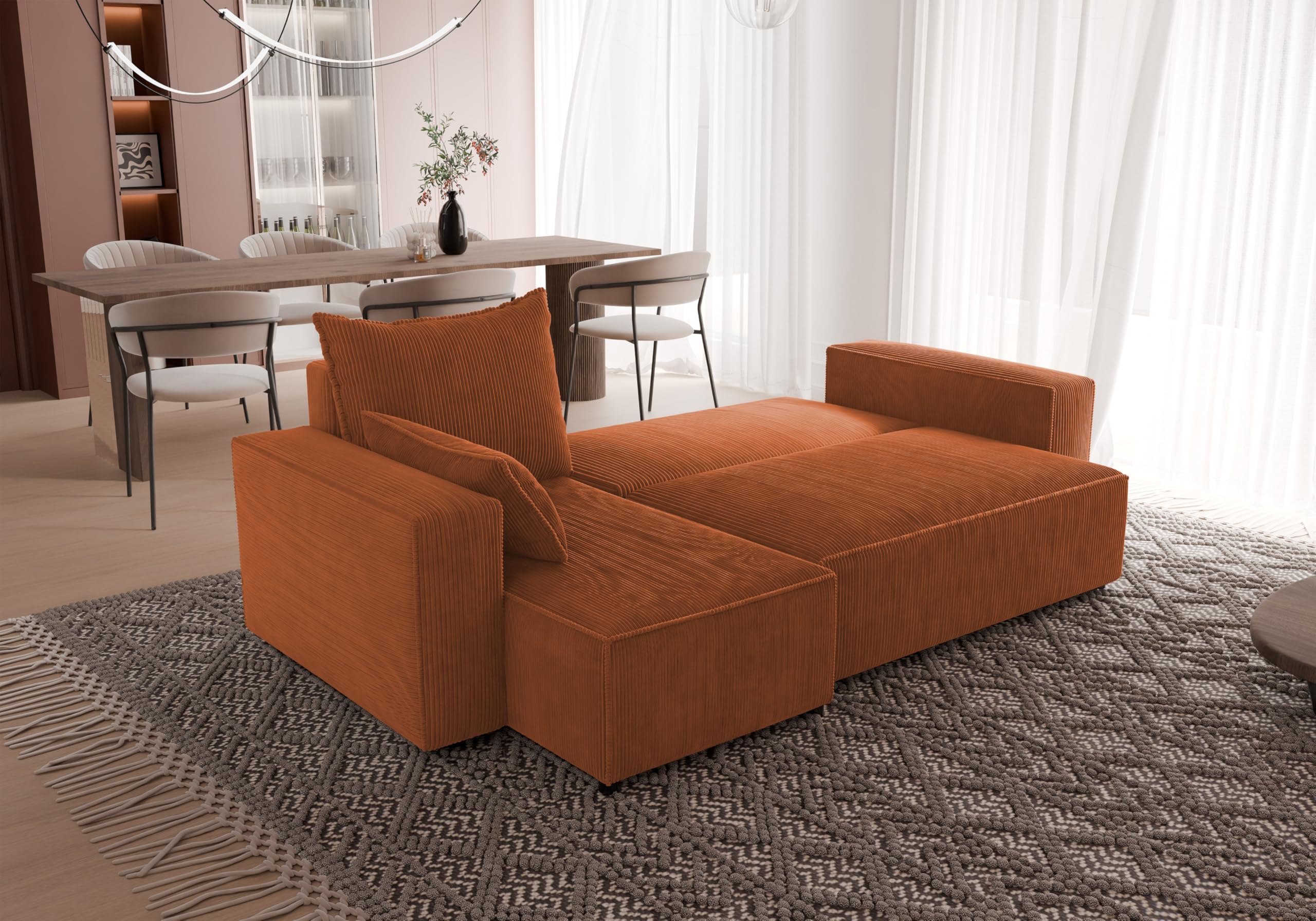 Canapé d'angle avec fonction de lit Tobi 246x145 cm - Canapé - Sofa avec tiroir de rangement - Canapé d'angle - Forme L - Canapé-lit - Canapé avec tiroir de rangement - Universel (Cord Poso