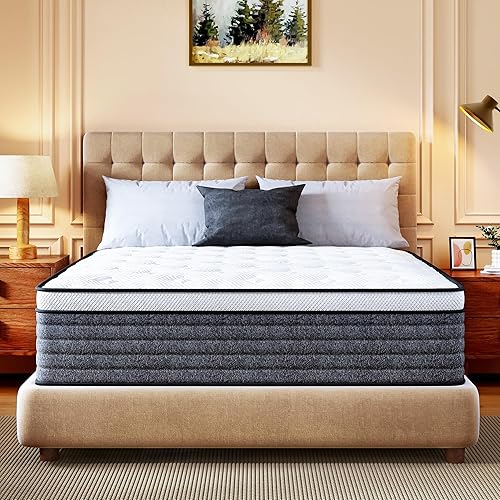 King Size Mattress, 12 Inch Hybrid Mattress King Size, Medium Feel Foam and Individual Pocket Springs, Extra Edge Support, Pressure Relief, CertiPUR-US