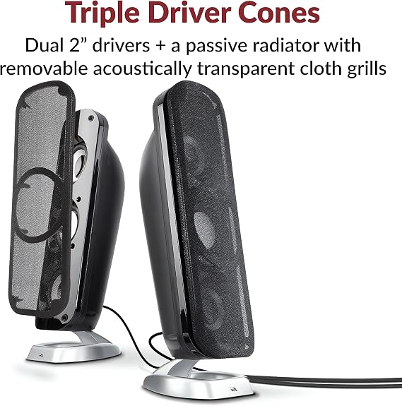 Cyber Acoustics CA-3908 2.1 Multimedia Speaker System with Subwoofer, 92 Watts Peak Power, Deep Bass, Perfect for Music, Movies, and Games on Desktops, Laptops, Consoles