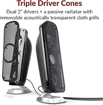 Cyber Acoustics CA-3908 2.1 Multimedia Speaker System with Subwoofer, 92 Watts Peak Power, Deep Bass, Perfect for Music, Movies, and Games on Desktops, Laptops, Consoles