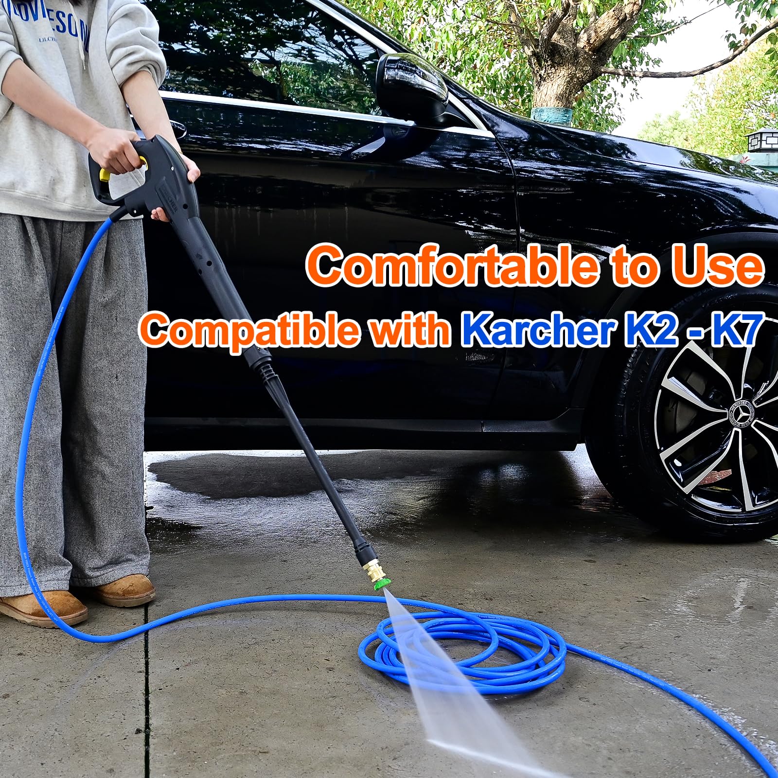 Tubo di ricambio per idropulitrice super flessibile, 10 m, 220 bar, resistente agli piegamenti per rondella Kärcher serie K, per Karcher K2-K7, connettore rapido a scatto, accessori di prolunga per