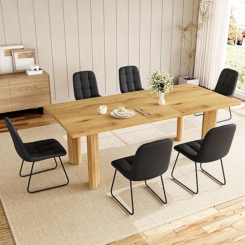 Mesa de comedor extensible para 6-8 personas, mesa rectangular de MDF de 63 a 78.7 pulgadas, estilo rústico de granja, diseño que ahorra espacio