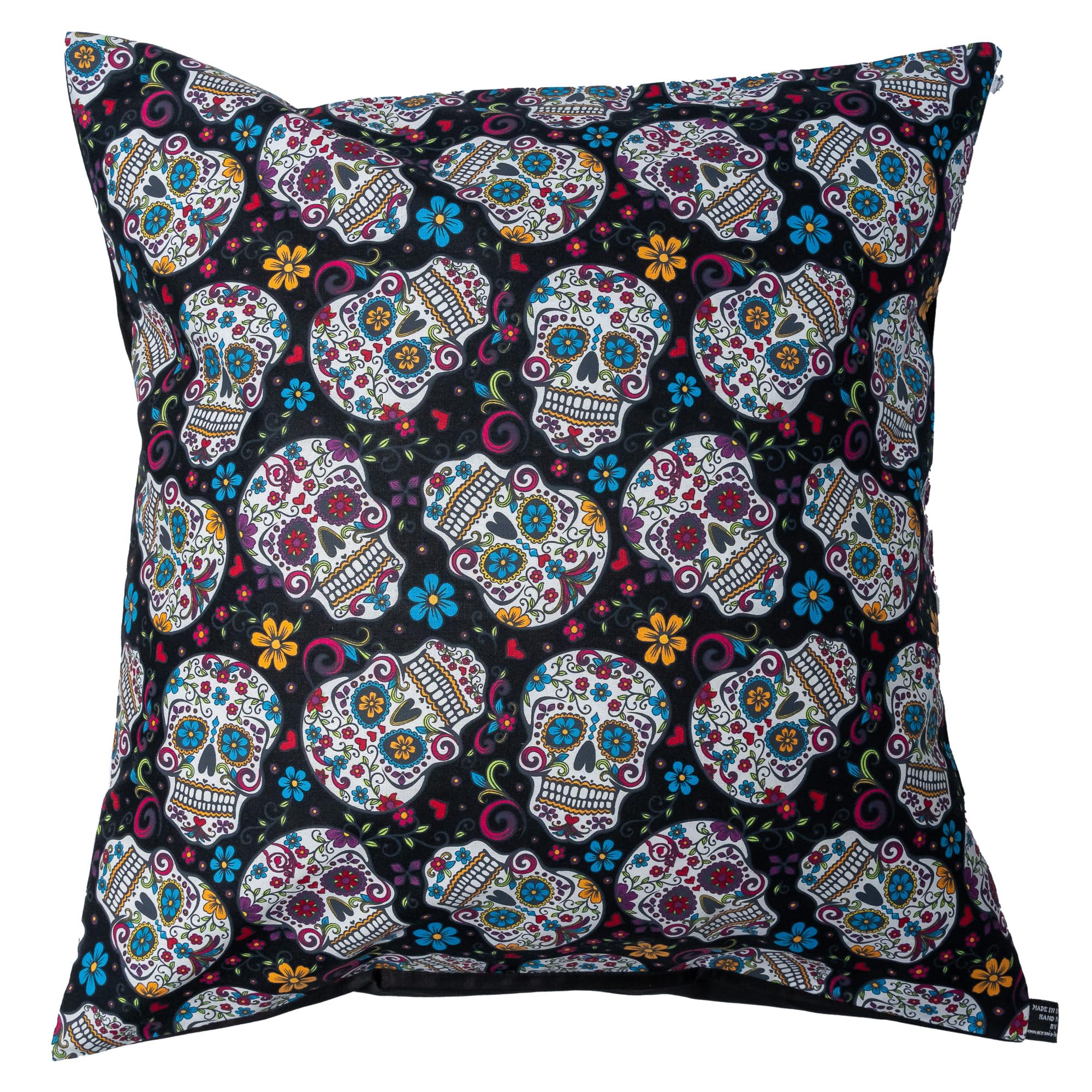 Candy/Sugar Skull Cushion Cover ~ Handmade ~ David Textiles 100% Cotton — image 1