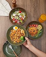 Vista 3 de Juego de vajilla de 32 piezas con cuencos dobles, juegos de platos y cuencos resistentes a las astillas y roturas, juegos de vajilla de cerámica