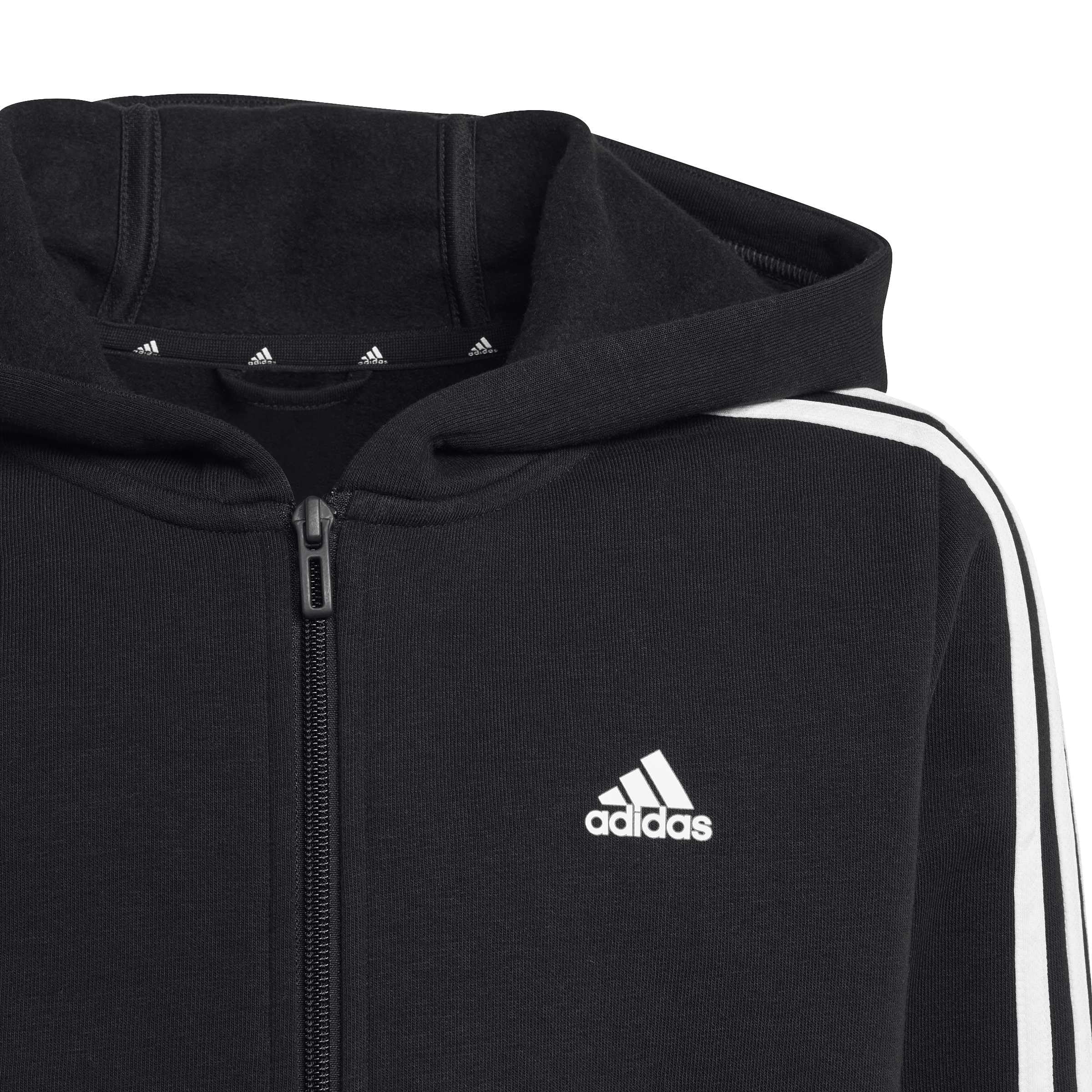 Adidas Essentials 3-Stripes Fleece Full-Zip Hoodie Felpa Unisex - Bambini e Ragazzi (Pacco da 1)