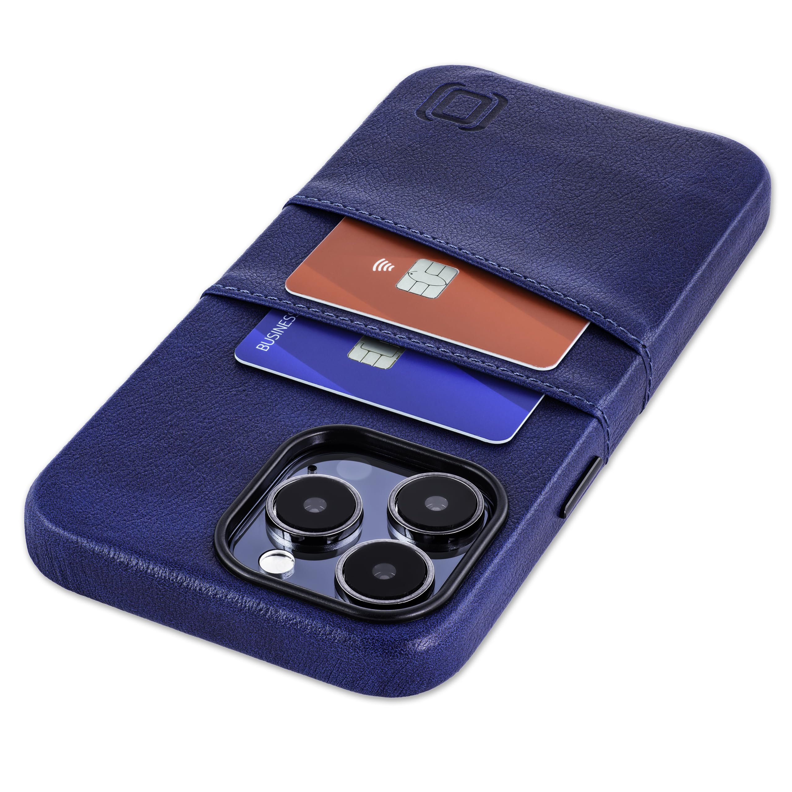 Custodia Portafoglio Per IPhone 13 Con Piastra Magnetica - Pelle Sintetica, 2 Tasche Carte, Blu Navy - Foto 5