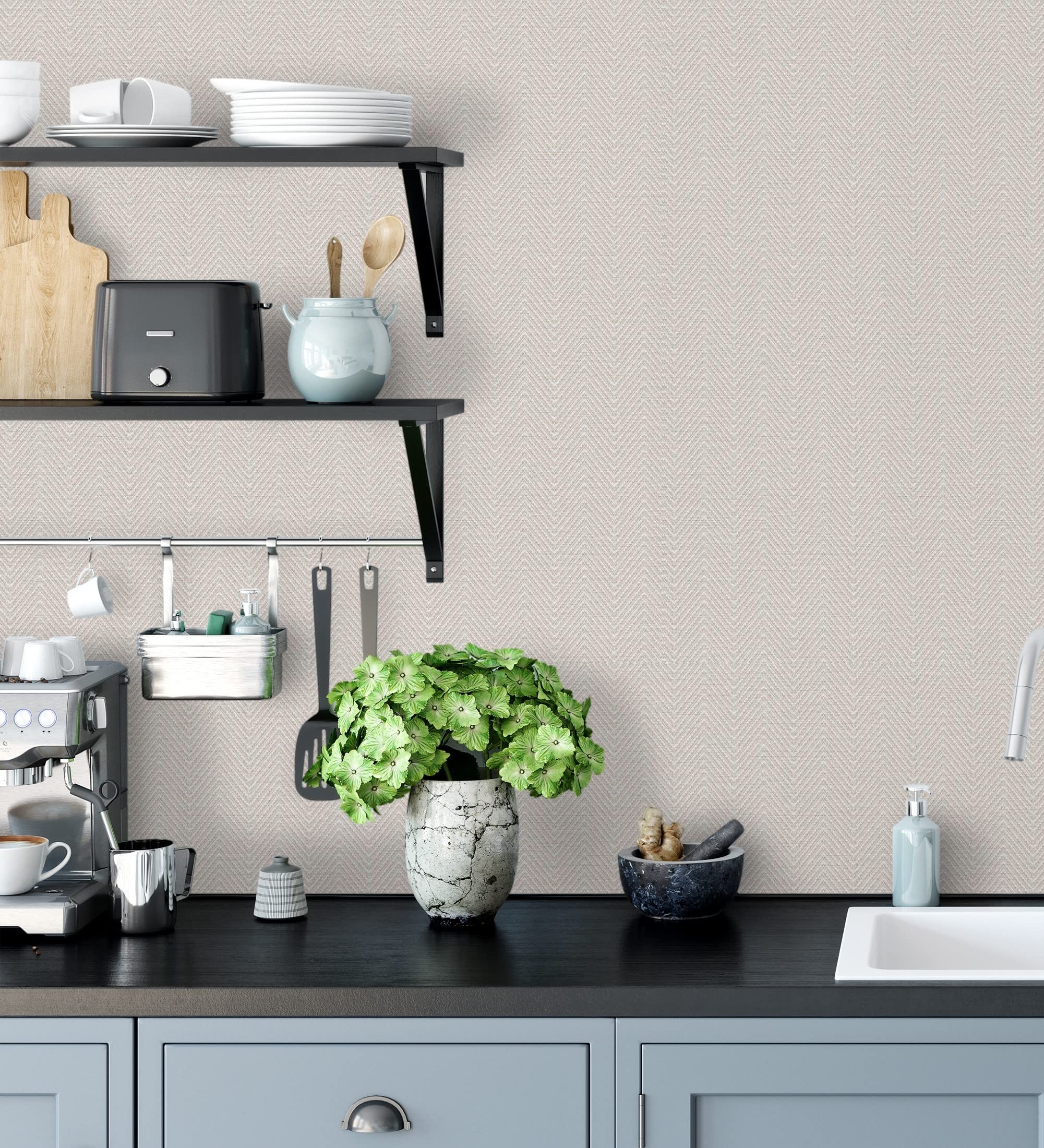 GAULAN 680976 - Carta da parati lavabile in vinile di spiga con texture in rilievo per pareti soggiorno cucina bagno camera da letto corridoio mobile - Rotolo di 10 m x 1,06 m