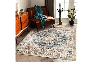 Washable Area Rug 5'x7' Persian Blue