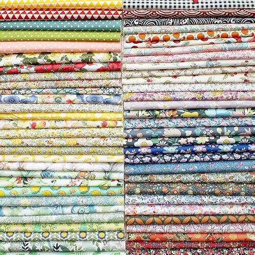 Miniatura 1 de Telas precortadas para acolchar, diseño no repetido, tela de algodón floral impresa para patchwork, paquetes cuadrados para manualidades, 45 piezas