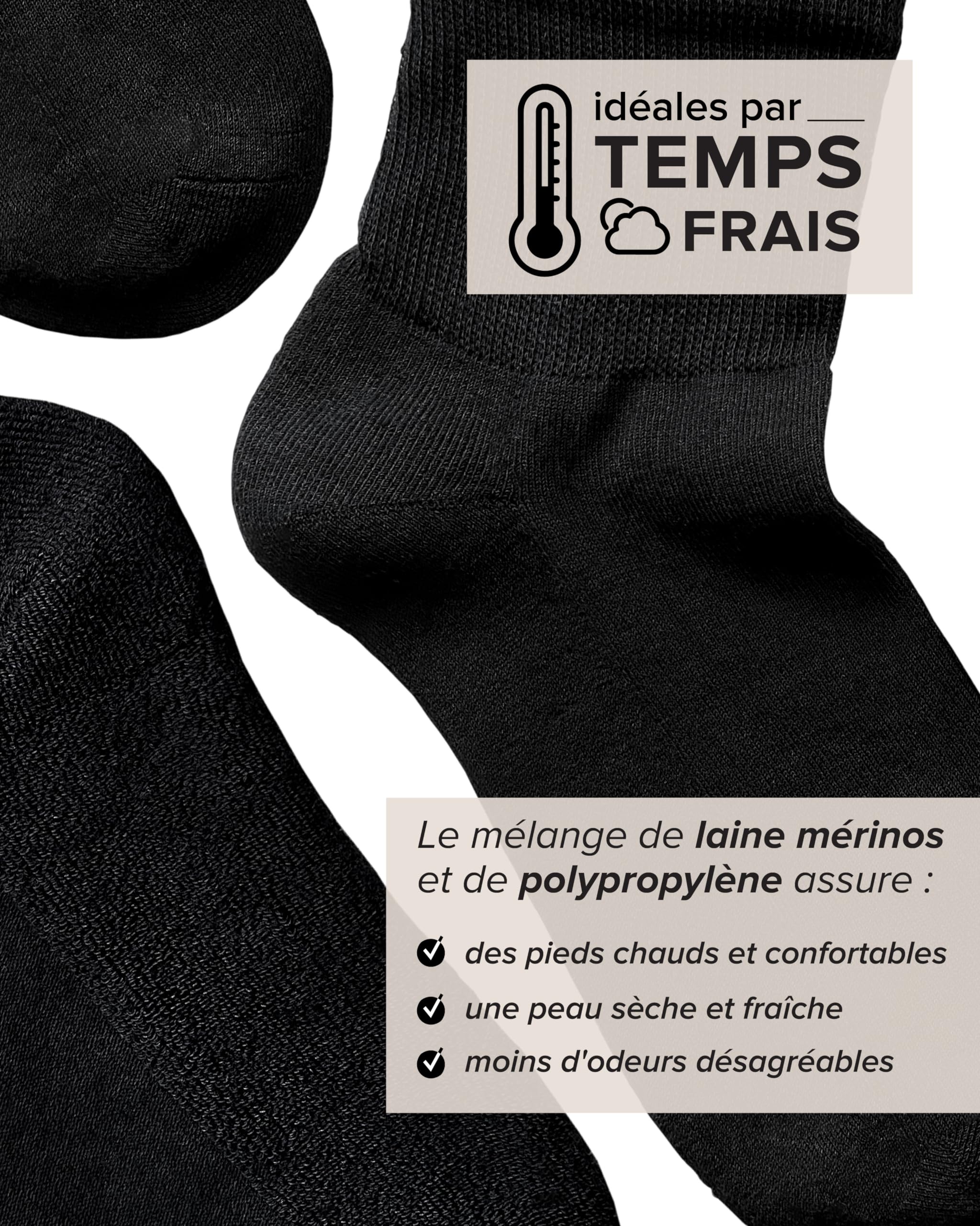 vitsocks Chaussette confort LAINE MÉRINOS pieds sensibles Femme (3 PAIRES) chaude hiver