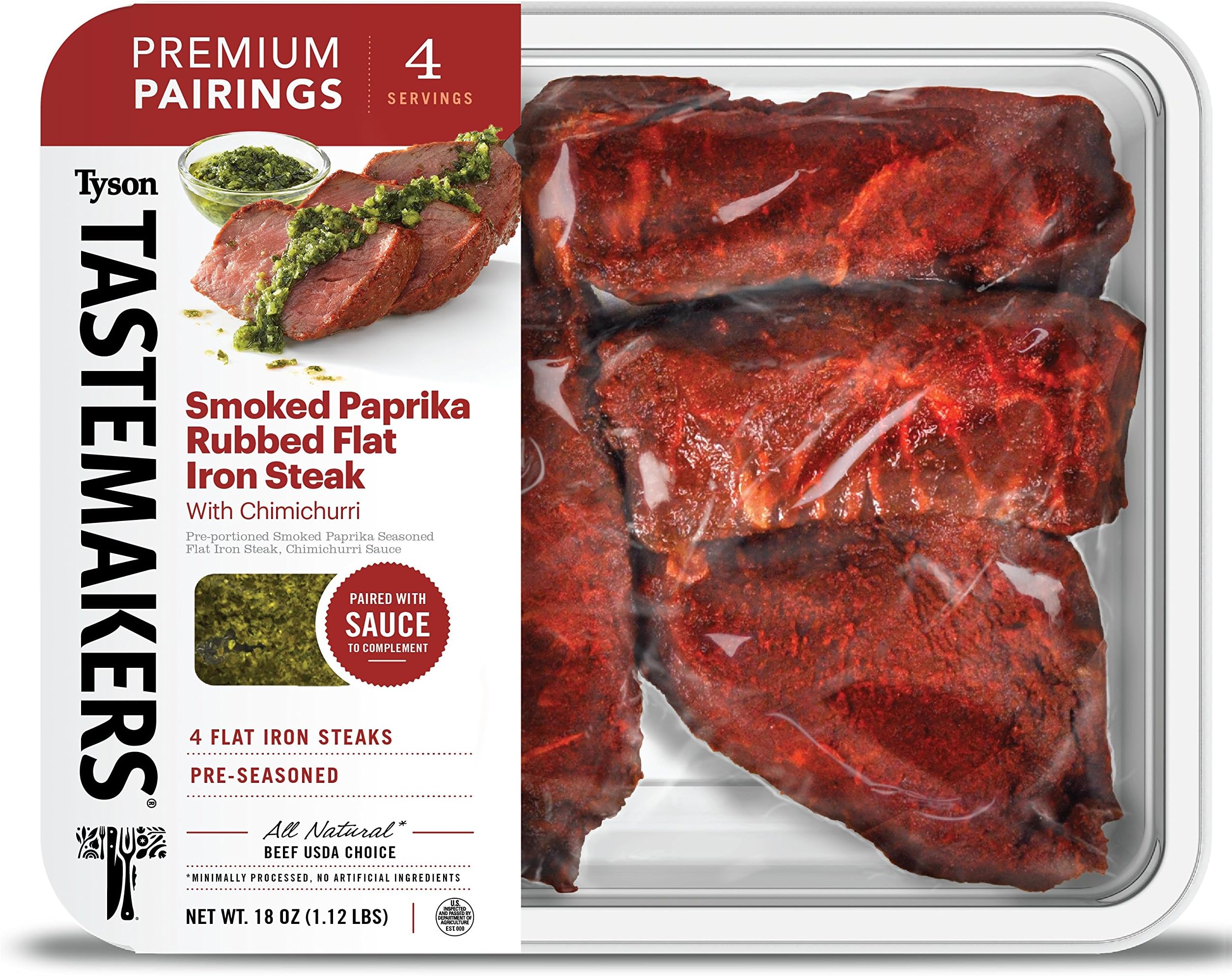Tyson Tastemakers Premium Pairings Smoked Flat Iron Steak with Chimichurri, Serves 4