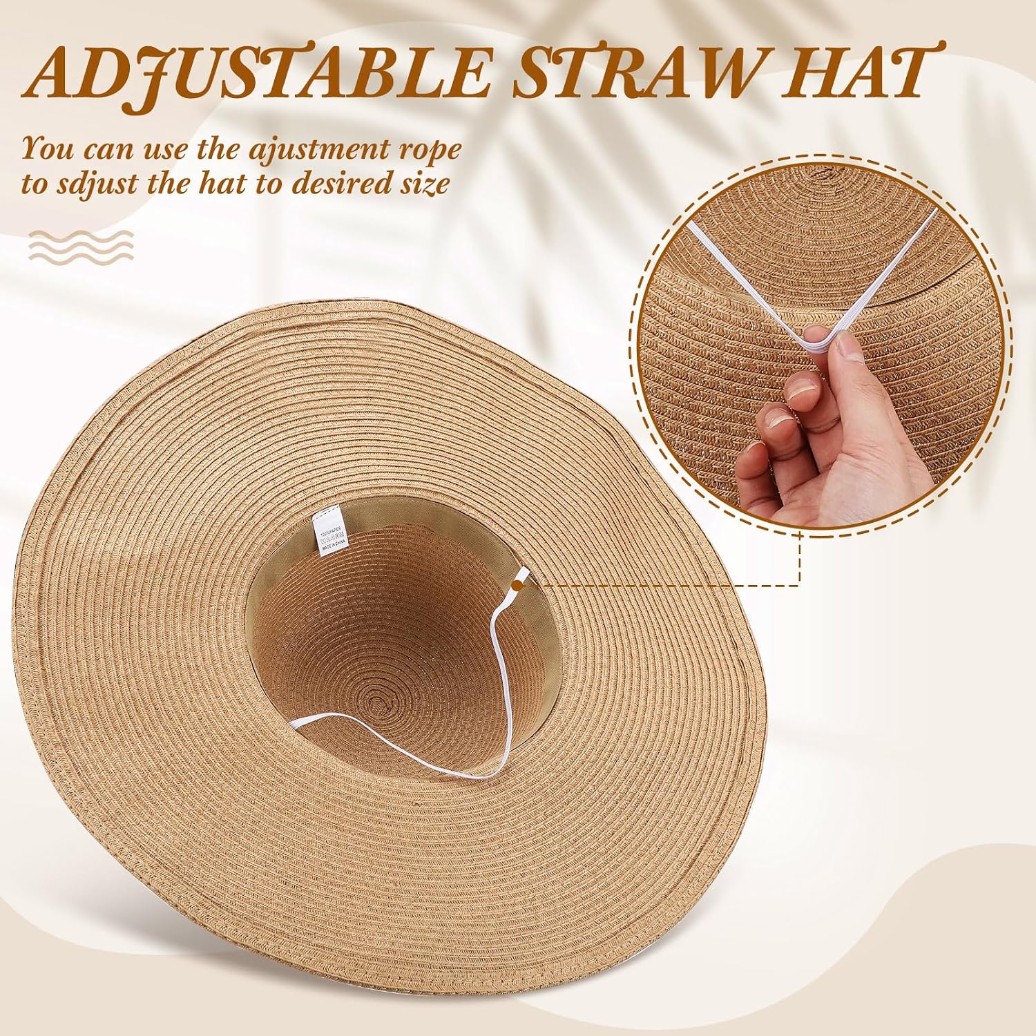 Sintuff 8 Pcs Womens Sun Straw Hat Bulk Super Wide Brim Beach Hats Big Foldable UV Hat Large Floppy Scarecrow Witch