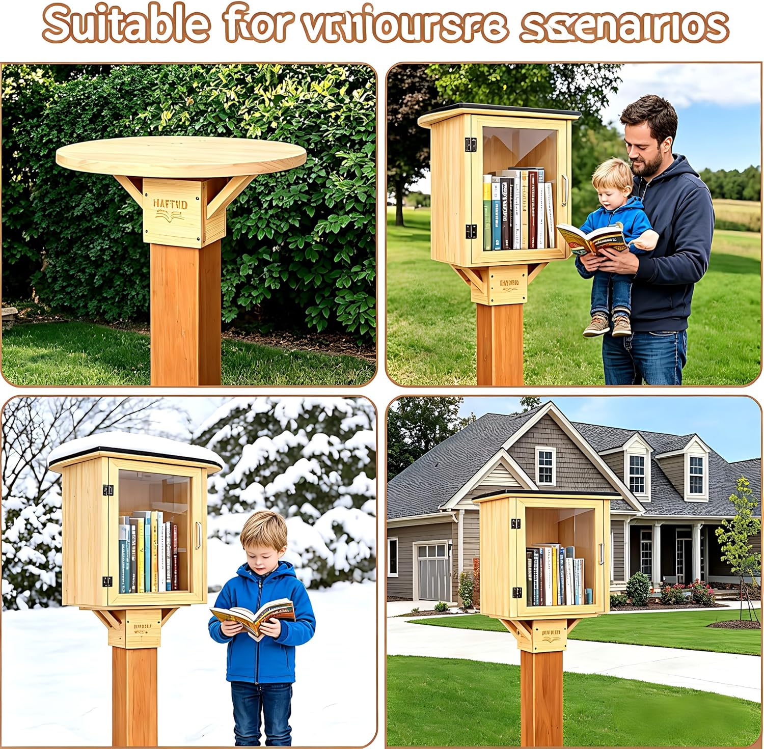 Little Library Mount, Outdoor Library Book Box Bracket Holder, Suitable for 4x4 Post, Stable & Quick - Install, for Neighborhood Community and School