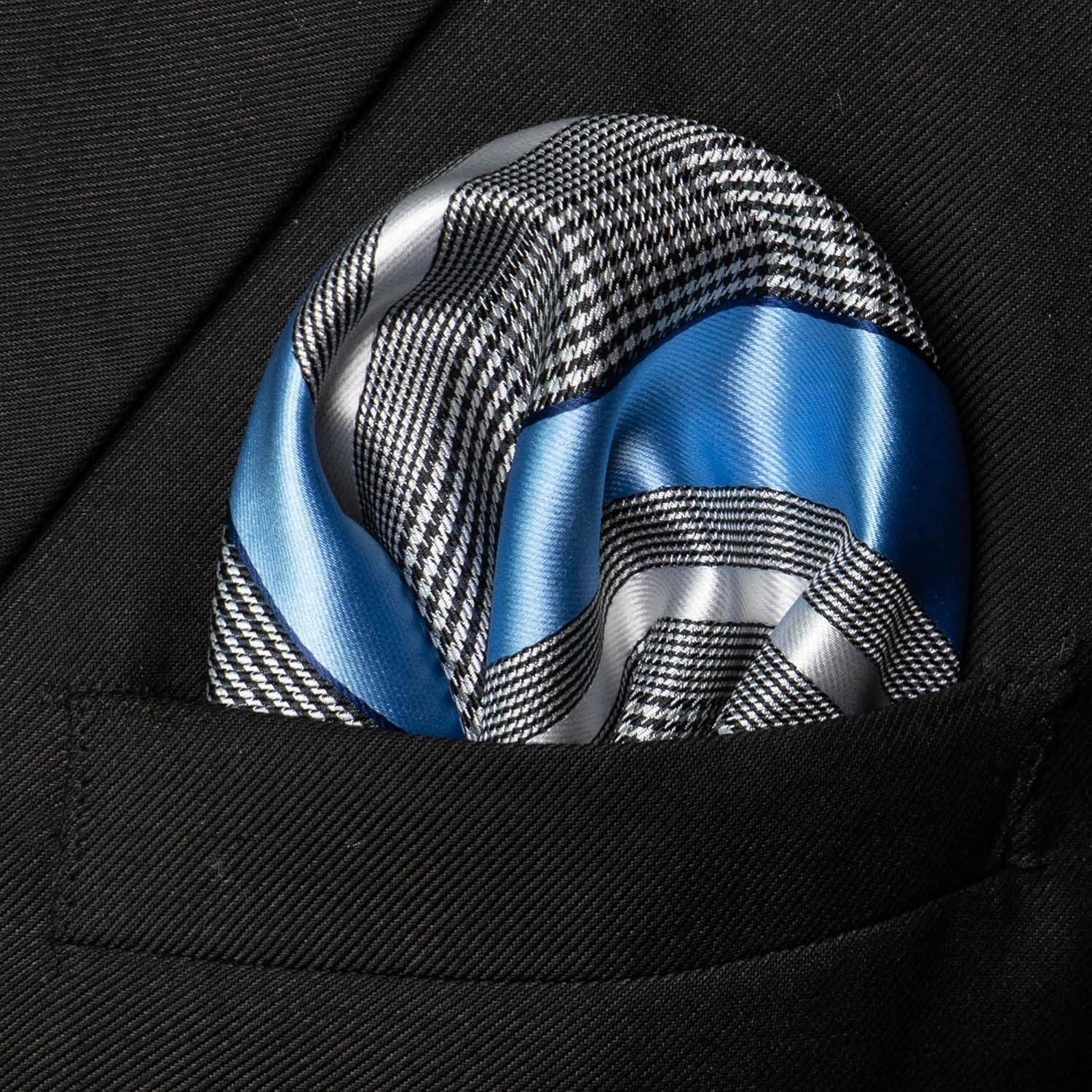 JEMYGINS Mens Striped Tie and Lapel Pin Necktie Pocket Square and Tie Clip Sets for Business Casual 4PCS - Image 3