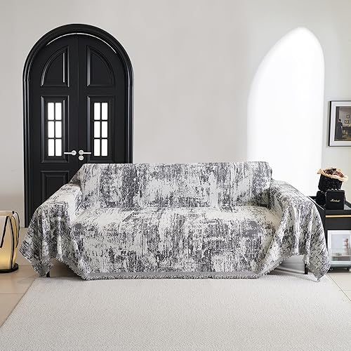 MYSKY HOME Funda de sofá modular, color gris oscuro, fundas de sofá geométricas abstractas para sofá seccional en forma de L, protector de sofá de