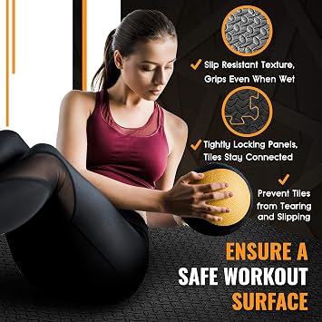 JIGAMTS Soft Foam Puzzle Exercise Mat Protective Foam Floor Mats for Stationary Home Gym Equipment at Home Gym Flooring Fitness Equipment 6x3ft EVA Foam Interlocking Tiles each Foam Mat is 30 x 30 cm