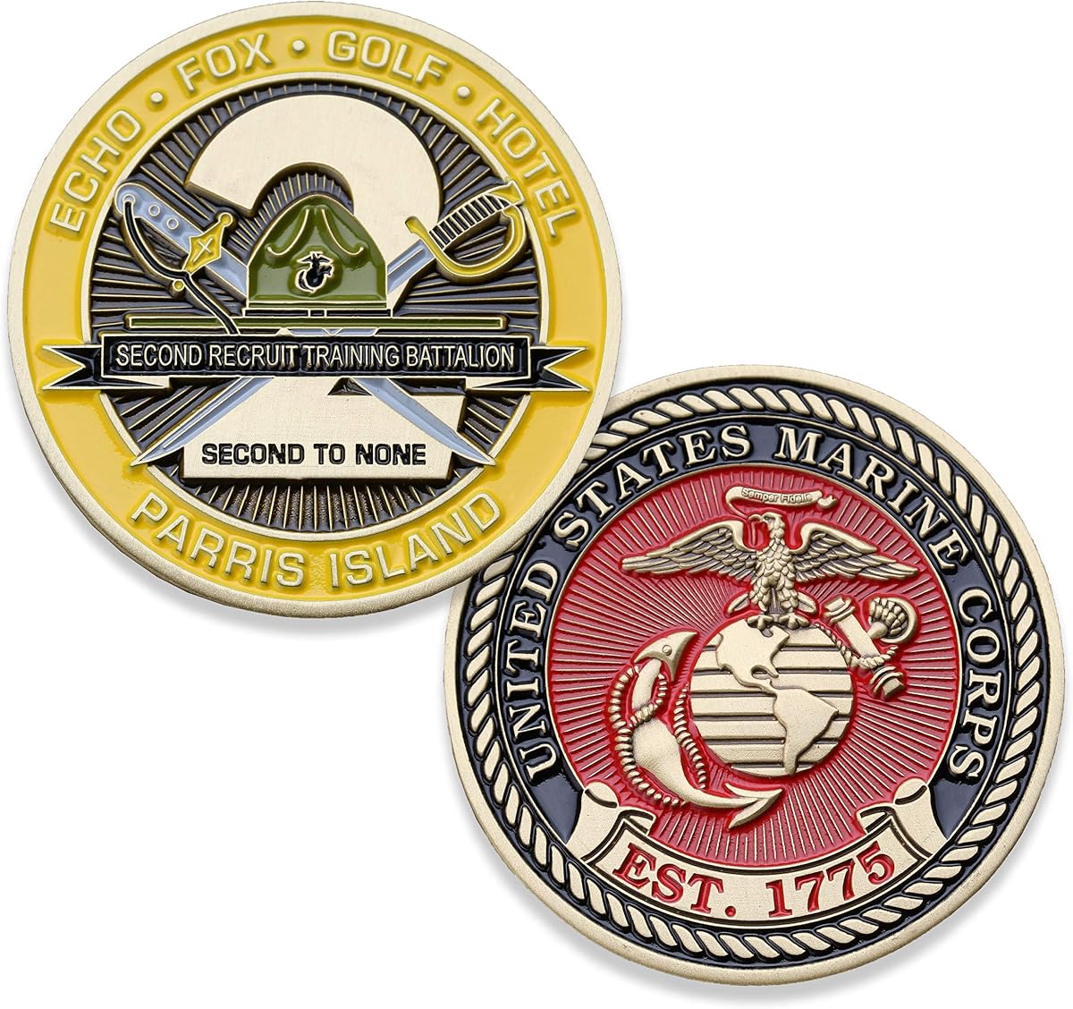 USMC Second Recruit Training Battalion Challenge Coin - 2nd BN Parris Island - Marine Corps Training Military Coins - Designed by Marines for Marines - Officially License