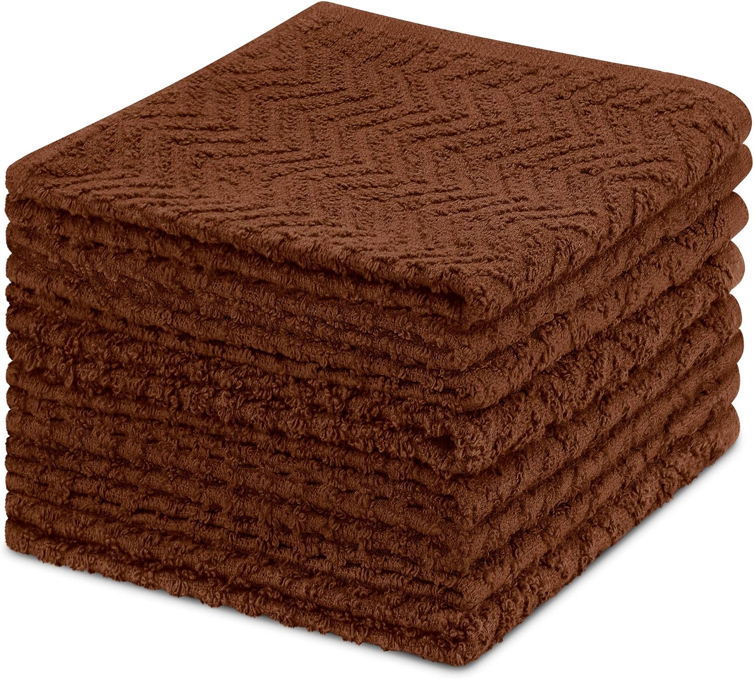 DecorRack 8 Pack Kitchen Dish Towels, 100% Cotton, 12 x 12 Inch Dish Cloths, Perfect Cleaning Cloth for Washing Dishes, Kitchen, Bar, Counter and Car, Coffee Color (Pack of 8)