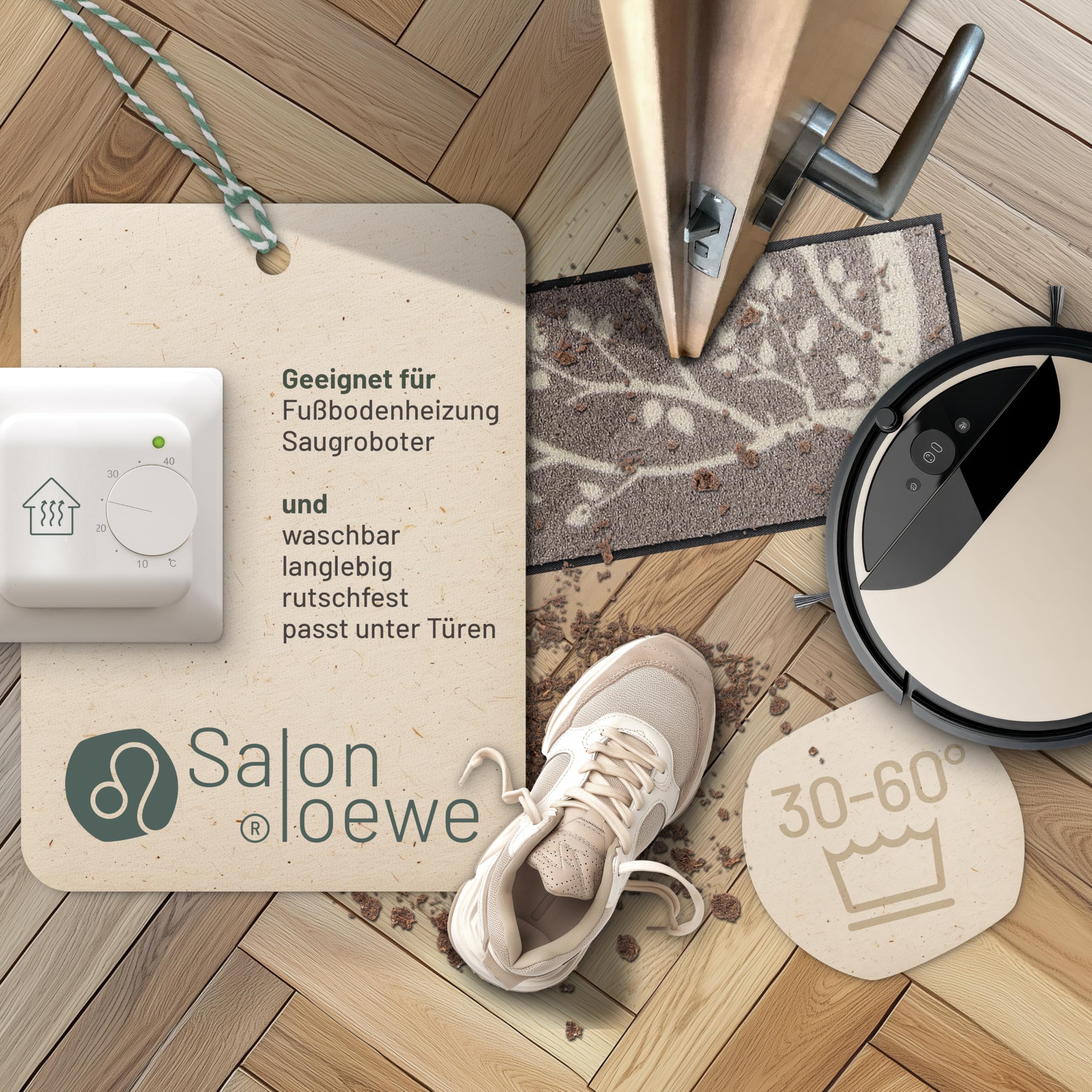 Salonloewe Skandi Birds I - Zerbino lavabile, 30 x 75 cm, motivo: uccelli, per interni