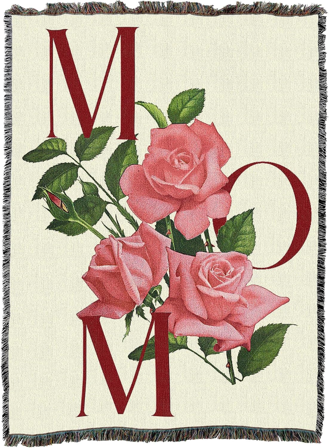 Pure Country Weavers Mom in Pink Roses Blanket - Gift Tapestry Throw Woven from Cotton - Made in The USA (50X60)