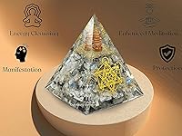 Vista 40 de Amazing Gemstone Organite Orgone Pyramid Extra Large 95MM - Orgone Energy Pyramid with Evil Eye, Hematite, Tiger Eye,Black Obsidian Crystals&Healing