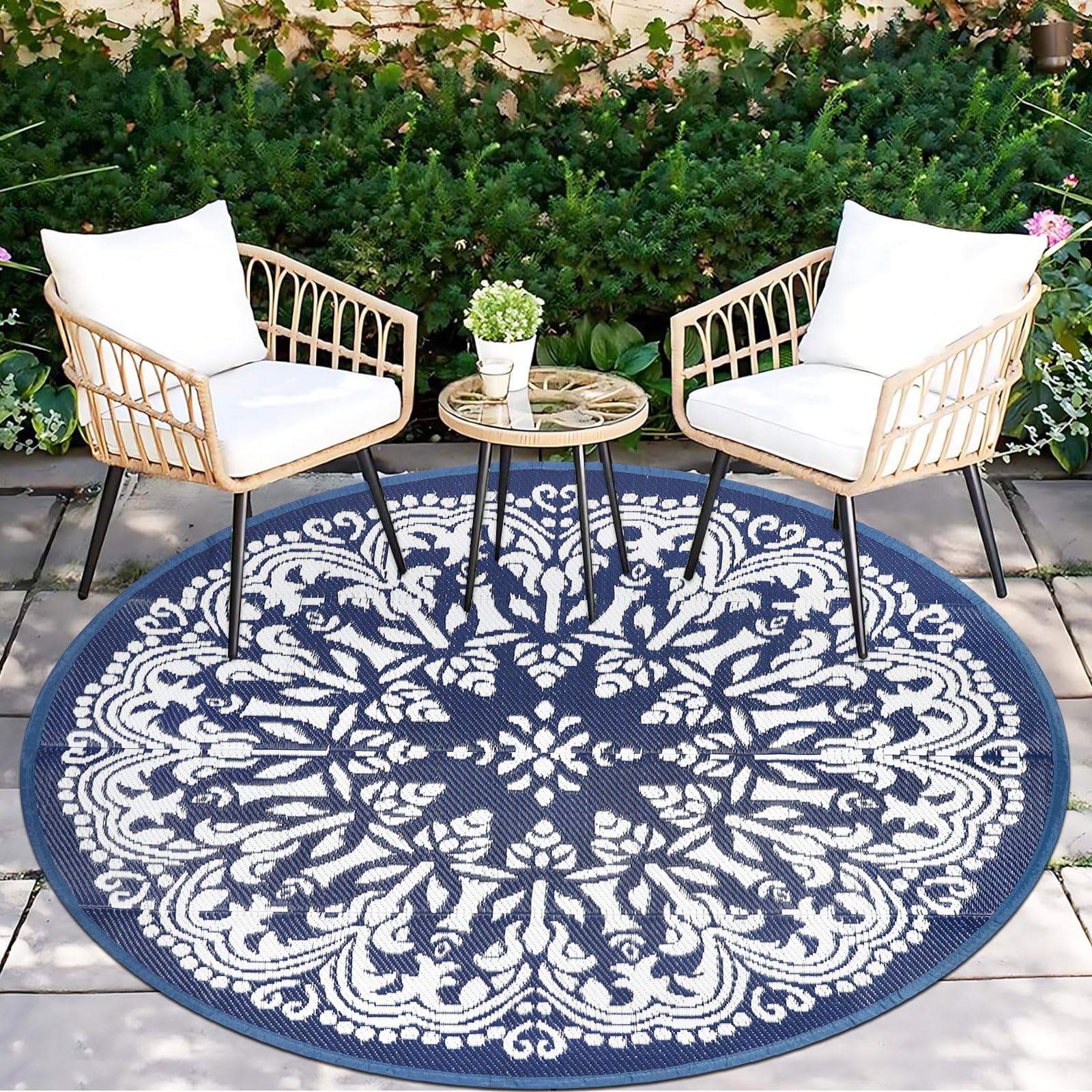 Tapis rond de patio imperméable pour protéger le sol du balcon