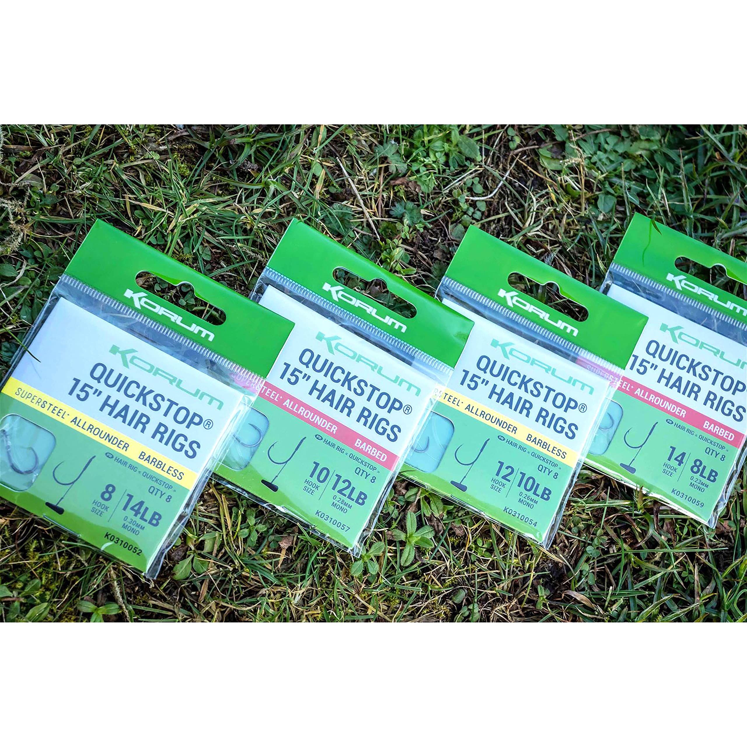 "Korum Big Fish Quickstop Hair Rigs Barbed Or Barbless: 15"" Barbless 14"